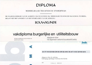 Aannemersbedrijf Corné Backx o.a. in bezit volgende vakdiploma  MTS BOUWKUNDE UITVOERDERS ORGANISATIE  VAKDIPLOMA BURGERLIJKE en UTITLITEITSBOUW (copy) (copy)